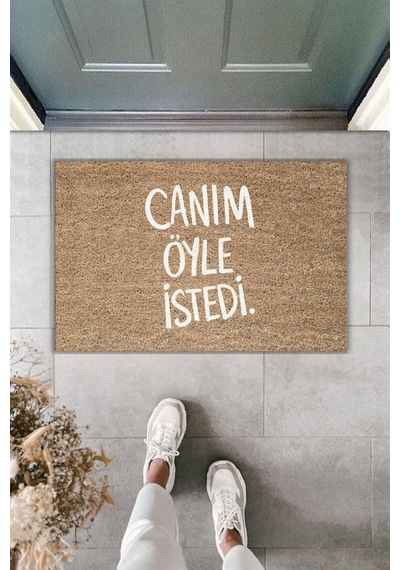 Rugmood Modern Dijital Baskı Paspas - Canım Öyle İstedi - Kapı Önü Paspası Kahverengi