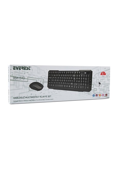 Everest Km-510 Siyah Kablosuz Q Klavye Set Optik