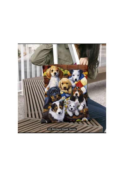 Organıcyou Yıwu 1 Adet Şık Köpek Baskılı Kanvas Tote Çanta, Sabit Omuz Askısı İle, Günlük Charming Pupy Tual Organıcyou Yıwu 1 Adet Şık Köpek Baskılı Kanvas Tote Çanta, Sabit Omuz Askısı İle, Günlük Charming Pupy Tual
