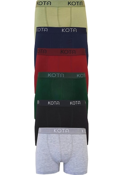 Kota 6Lı Erkek Likralı Boxer Pamuklu Esnek Rahat Renkli Paçalı