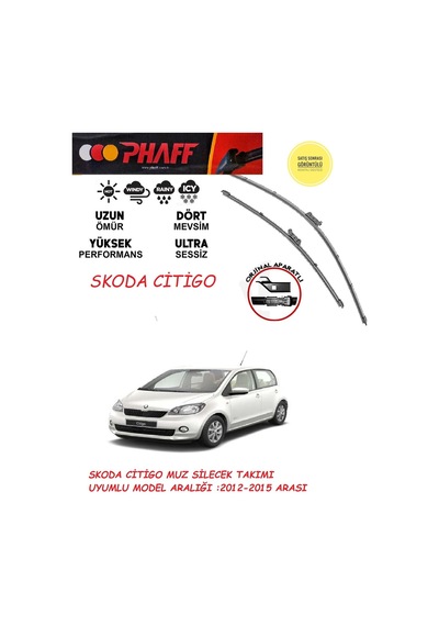 Skoda Citigo Ön Muz Silecek Takımı 2012 Model Araca Özel Aparat