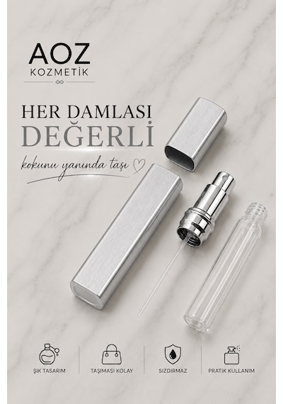 Gri Parfüm Dolum Seti Doldurulabilir Mini Parfüm Şişesi Cep Parfüm Şişesi Taşınabilir Parfüm Şişesi 12ml