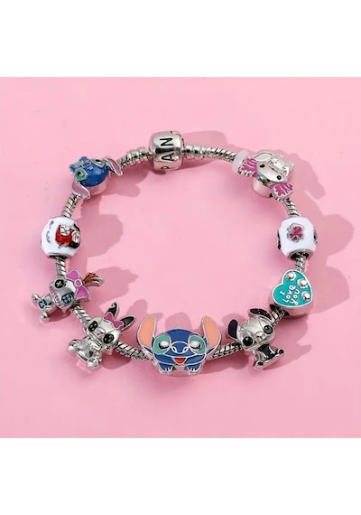 Yeni Tarz , Disney Sevimli I Love You Aşk , Sevgi Charmlı Bileklik, Ahşap Kutu İçerisinde Gümüş Gümüş