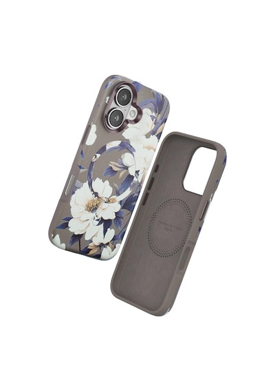 Durukar Apple, Uyumlu iPhone 16 Flower Series Magsafe Kapak - Gri