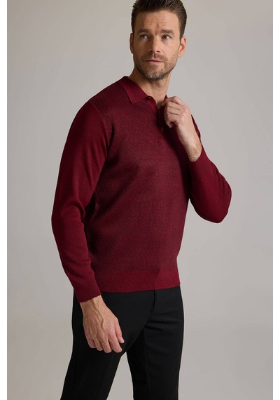 Ysf Erkek Bordo Polo Yaka Desenli Triko