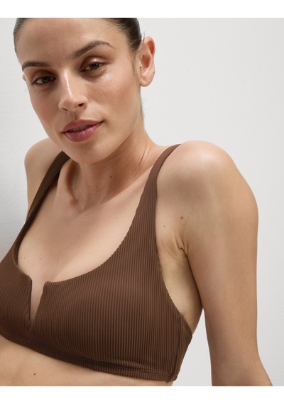 Marks & Spencer Fitilli V Yaka Bikini Üstü T52000004H Kahverengi