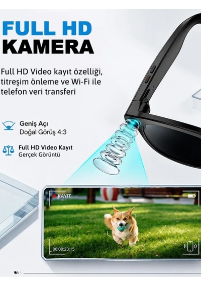 S2 Max Akıllı Gözlük Kameralı Bluetooth Konuşma Ve Çekim Özellikli Gözlük Siyah Ve Beyaz Cam Hediye