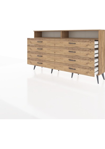 Arges Konsol 2 Raflı 8 Çekmeceli 176x30x99 Çam-çam Çam-çam