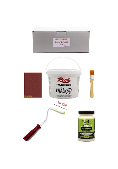 Rich Multi Decor Chalked Beyaz 1000 Gr Dolap Boyama Seti Mobilya Boyama Seti Yarı Mat Vernik