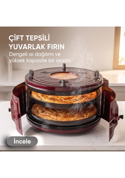 Şamdan 1009 42 L Termostatlı Çift Tepsili Yuvarlak Davul Fırın