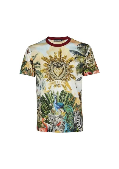 Dolce & Gabbana Dolce&Gabbana Reggello Outlet Jungle Print T-shirt G8KBATHH7YP Çok Renkli