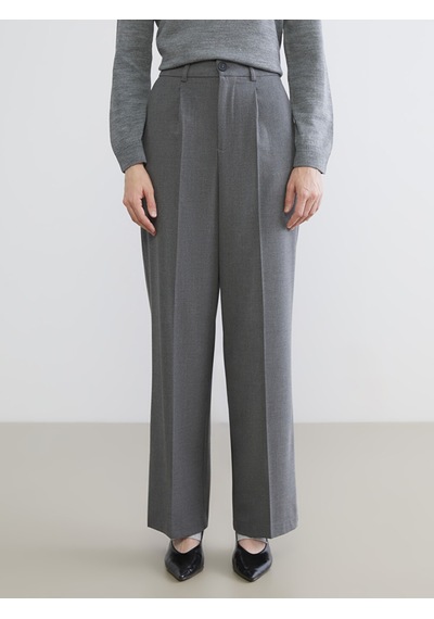 Lcw Vision Gri Loose Fit Kadın Pileli Pantolon