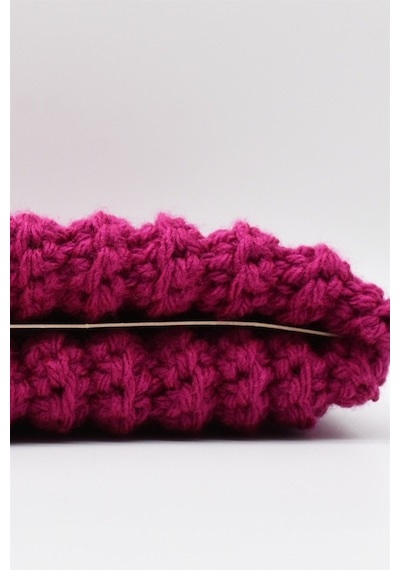 Külah Kadın El Örgüsü Kışlık Yün Bere Magenta - Standart Fuşya