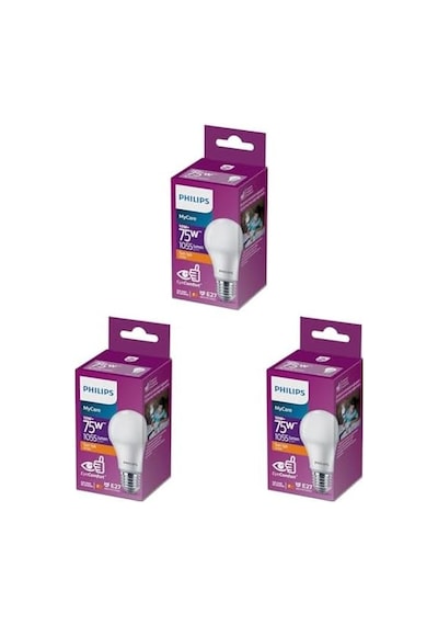 75w Led Ampul, 2700k Sarı Işık, E27 Normal Duy Sarı 3lü Paket