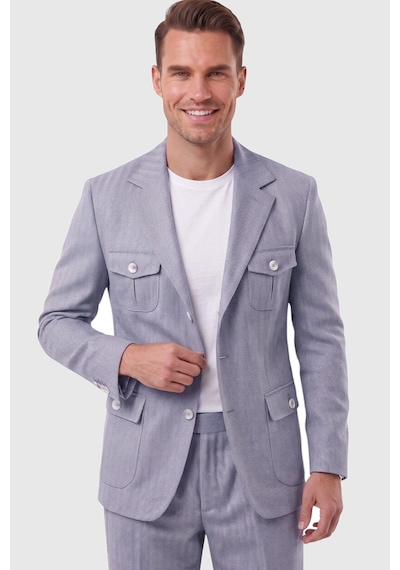 Rizzup Erkek Mavi Safari Ceketli Slim Fit 2'li Takım Elbise Pileli Duble Paça Pantolon 2600723 Rizzup Erkek Mavi Safari Ceketli Slim Fit 2'li Takım Elbise Pileli Duble Paça Pantolon 2600723