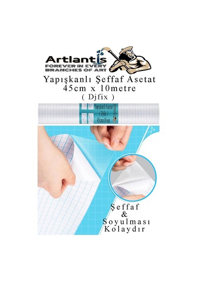 Artlantis Yapışkanlı Şeffaf Asetat 1 Adet 45cm X 10 Metre Djfix Kendinden Yapışkanlı Şeffaf Rulo Asetat Transpar Genel