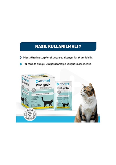 Onevet Probiyotik Şase Kediler Için Sindirmeye Yardımcı Takviye Vitamini 30 Adet 1 Gr