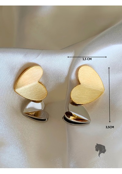 Kalp Model Salllantılı 925 Ayar Gümüş Klipsli Çelik Küpe Gold