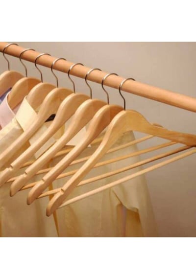 Askıcı Ahşap Askı Naturel Kıyafet Elbise Gömlek Ve Pantolon Askısı 24 Adet