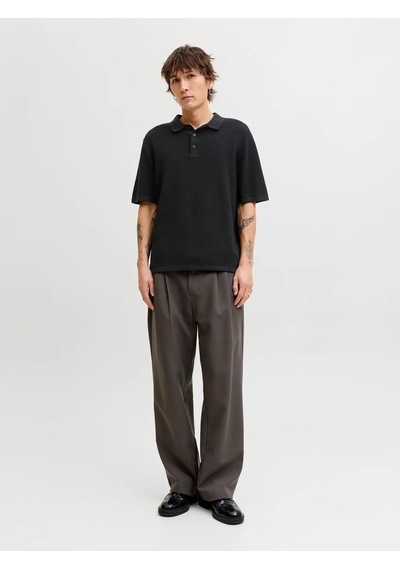 Jack & Jones Jjegeorge Knit Polo Ss Sn Erkek T-shirt-32818 Siyah