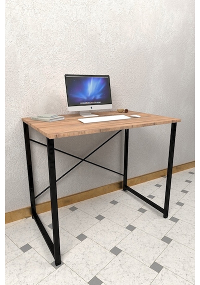 60x90 Çalışma Masası Metal Ayaklı Bilgisayar Masası Ofis Masası Atlantik Çam