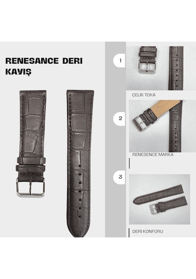Rs2004s Renesance Deri Kayış -kahverengi - 22mm Şeffaf