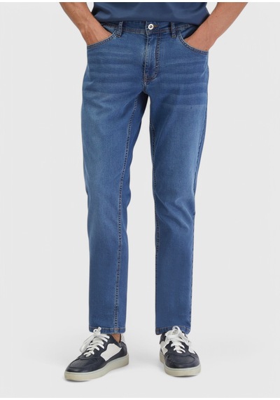 Ramsey Mavi Düz Slim Fit Denim Pamuk Karışımlı Pantolon mavi blue