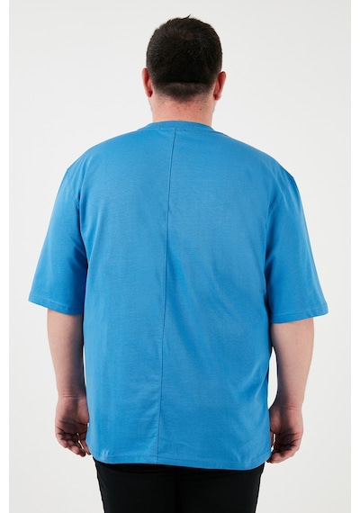 Buratti Pamuklu Regular Fit Büyük Beden Erkek T Shirt 5902365B Mavi