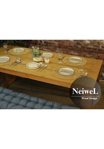 Neiwel Garden Mora Doğal Ahşap Bahçe Yemek Masası-70-140 Açık Ceviz