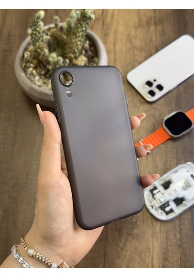 Apple iPhone Xr Uyumlu Süper İnce Mat Ultra Thin Silikon Kılıf Buzlu Siyah