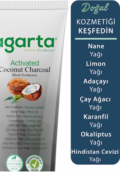 Agarta Doğal Hindistan Cevizi Özlü Aktif Karbon Diş Macunu 100 ML