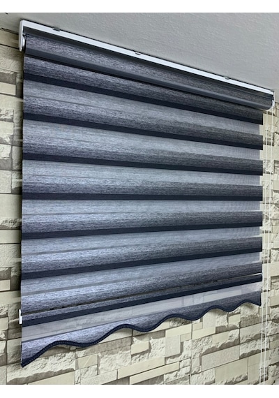 Siyah Gri Geçişli Zebra Perde (Etekli) Siyah Gri Geçişli Zebra Perde (Etekli)