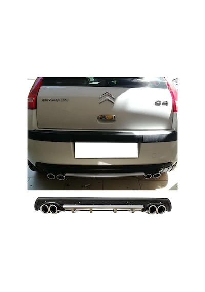 Citroen C4 Uyumlu Gri Difüzör Çiftli Yuvarlak Egzoz Görünümlü D Tip Difizör