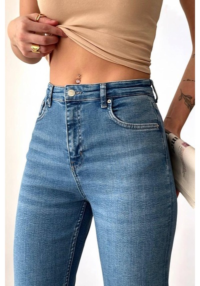 Lacarino 7949s Traıght Fıt Kadın Jean Pantolon Blue