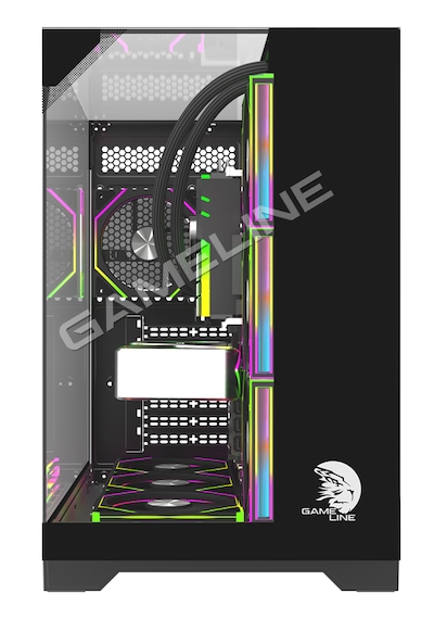 Gameline Carısma 7x Argb Kumandalı Fan Topglass Usb 3.0 Gaming Bilgisayar Kasası Siyah