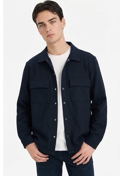 Defacto Regular Fit Twill Uzun Kollu Gömlek E7689ax25aunv64 Lacivert