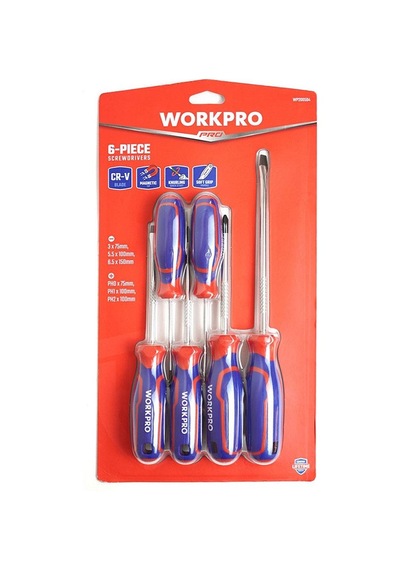 Workpro Wp200504 6 Parça Profesyonel Cr-v Manyetik Tornavida Seti