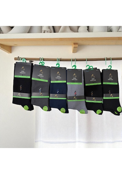 Adg Socks Erkek Uzun Dikişsiz Bambu Çorap 6'lı Ve 12'li Çok Renkli