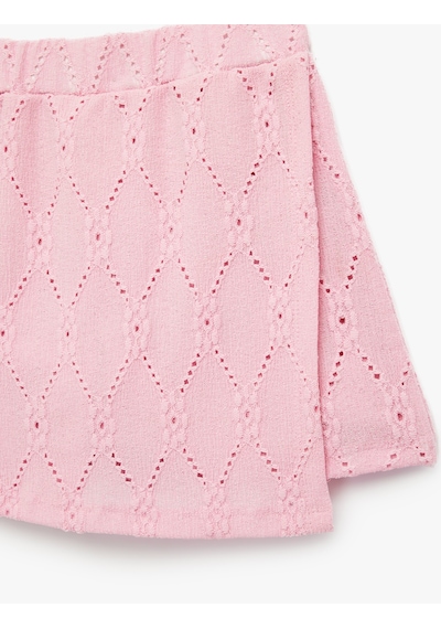 Koton Kruvaze Fistolu Brodeli Mini Şort Etek Pembe 6skg40005ak Gül
