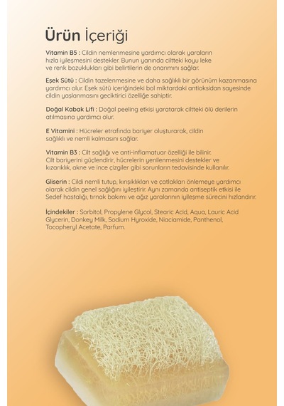 Doğal Peeling Kabak Lifli Eşek Sütlü Katı El Yüz & Vücut Sabunu