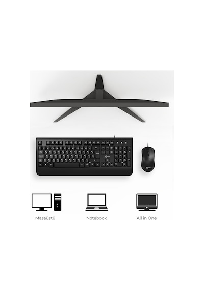 Lecoo CM105 USB Kablolu Türkçe Q Klavye & Mouse Set