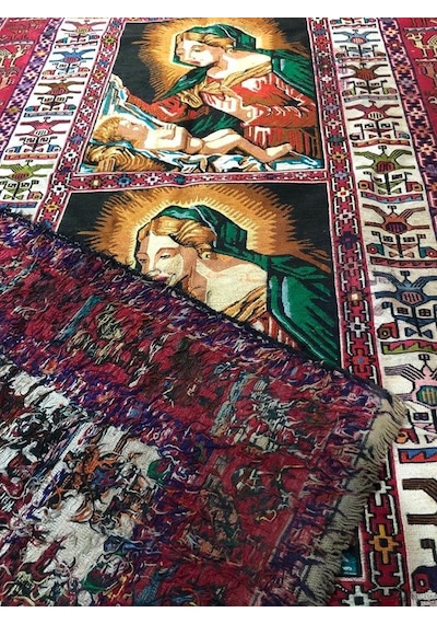 Meryem Ana - İsa Desenli El Dokuma Kilim Halı  114x187 cm  Teşhir Ürün