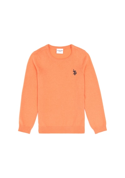 U.S. Polo Assn. Kız Çocuk Somon Melanj Bisiklet Yaka Basic Kazak 50293586-VR254