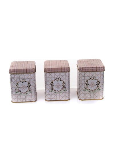 Evle-erb24u7 Kare Metal Saklama Kabı 75x75 3 Lü Set, Rosy Rosy Diğer