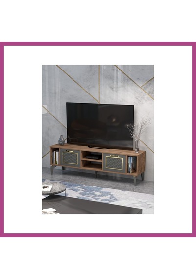 Gees Global Linya Gold Tv Sehpası Kahverengi Gbzs