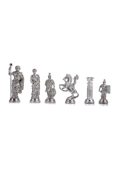 Gifthome Metal Satranç Takımı/seti Battal Boy, Roma Figürlü, Parlak Satranç Taşı Ve Mdf, Katlanır Sedef Desenli Satranç Tahtası