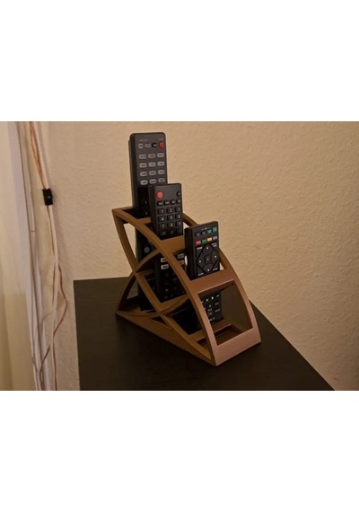 3d Baskı Dört Kumandalık Kavisli Kumanda Standı Modern Yaprak Formlu Kumanda Tutucu Bronz Çok Renkli