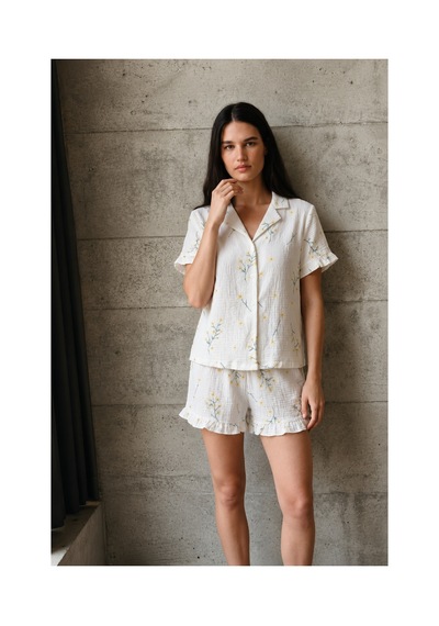 Fit Women Kadın V Yaka Comfort Fit Çok Renkli Pijama Takımı