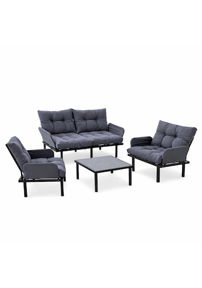 Bahçe Takımı Balkon Ve Cafe Modüler Metal Koltuk Takımı 2+1+1 Sehpalı Füme 1636 Füme Bahçe Takımı Balkon Ve Cafe Modüler Metal Koltuk Takımı 2+1+1 Sehpalı Füme 1636 Füme