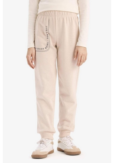 DeFacto Kız Çocuk Baskılı Beli Paçası Lastikli Jogger Eşofman Altı D7012A824WNBG186 Bej
